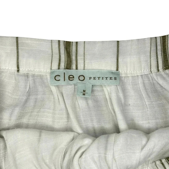 Cleo Petites Balloon Sleeve Top | White and Green Stripe | Size M - Picture 3 of 7
